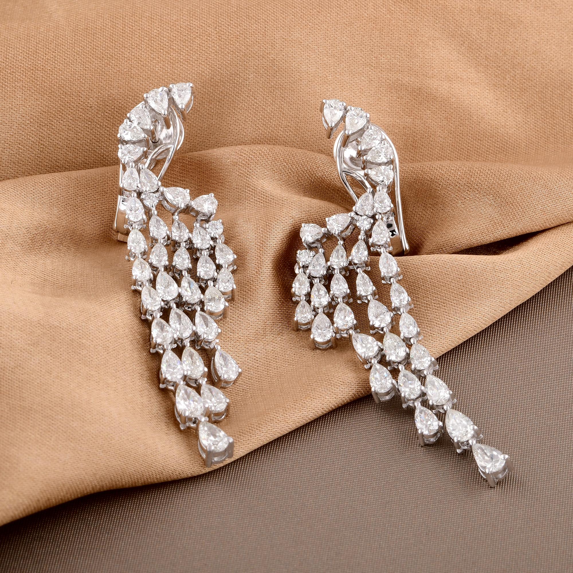Modern Natural 4.9 Carat Pear Round Diamond Dangle Earrings 14 Karat White Gold Jewelry For Sale