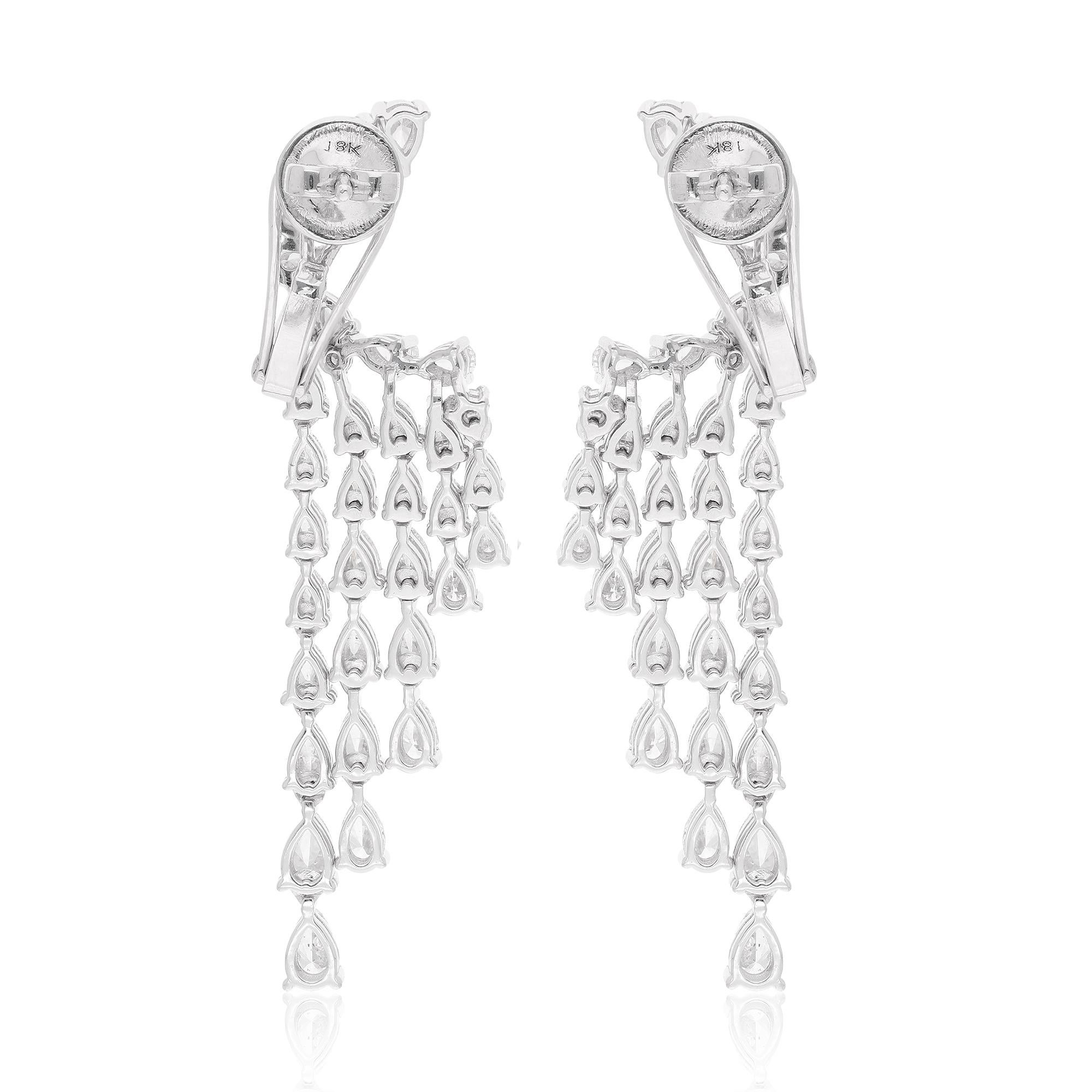 Natural 4.9 Carat Pear Round Diamond Dangle Earrings 14 Karat White Gold Jewelry In New Condition For Sale In Diera, Dubai