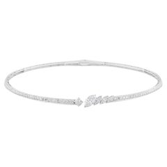 Collier ras du cou ouvert en or blanc 14 carats avec diamants naturels de 4,90 carats