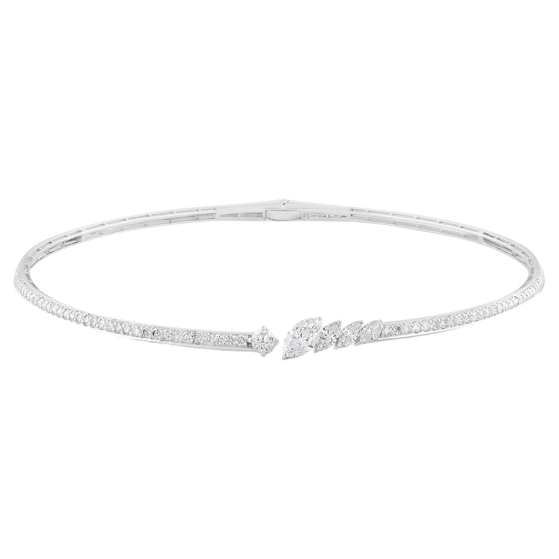 Natural 4.90 Carat Marquise Diamond Choker Necklace 18 Karat White Gold Jewelry For Sale
