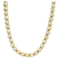 Natural 4.95 Carat Round Brilliant Cut Diamond 14-Karat Tennis Necklace In Stock