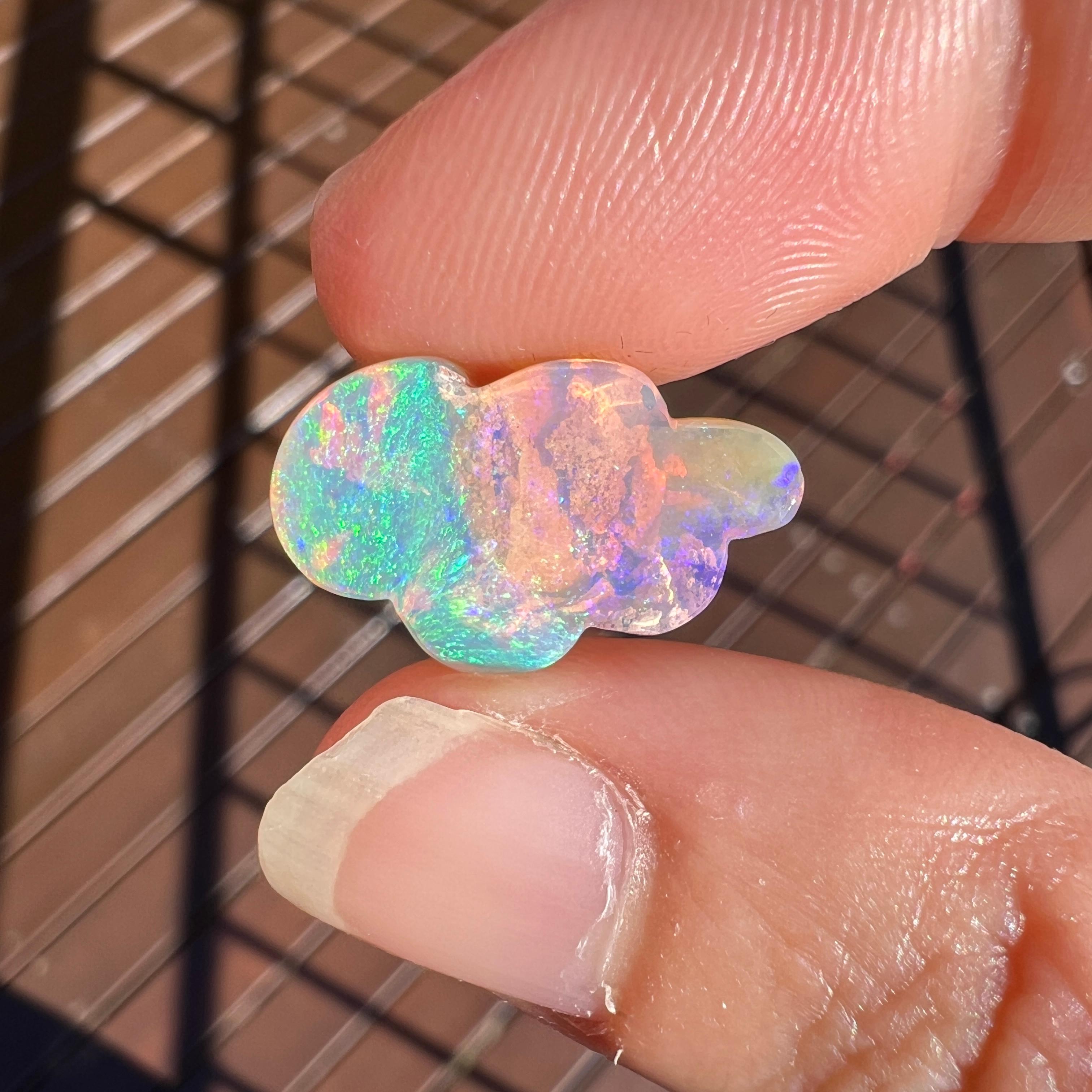 Natural 4.95 Ct Wood Replacement Cloud Boulder Opal mined by Sue Cooper In New Condition For Sale In BELCONNEN, ACT