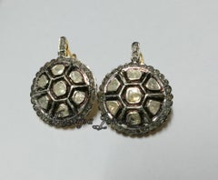 Natural 4.95ct uncut rose cut diamonds sterling silver lever back earrings