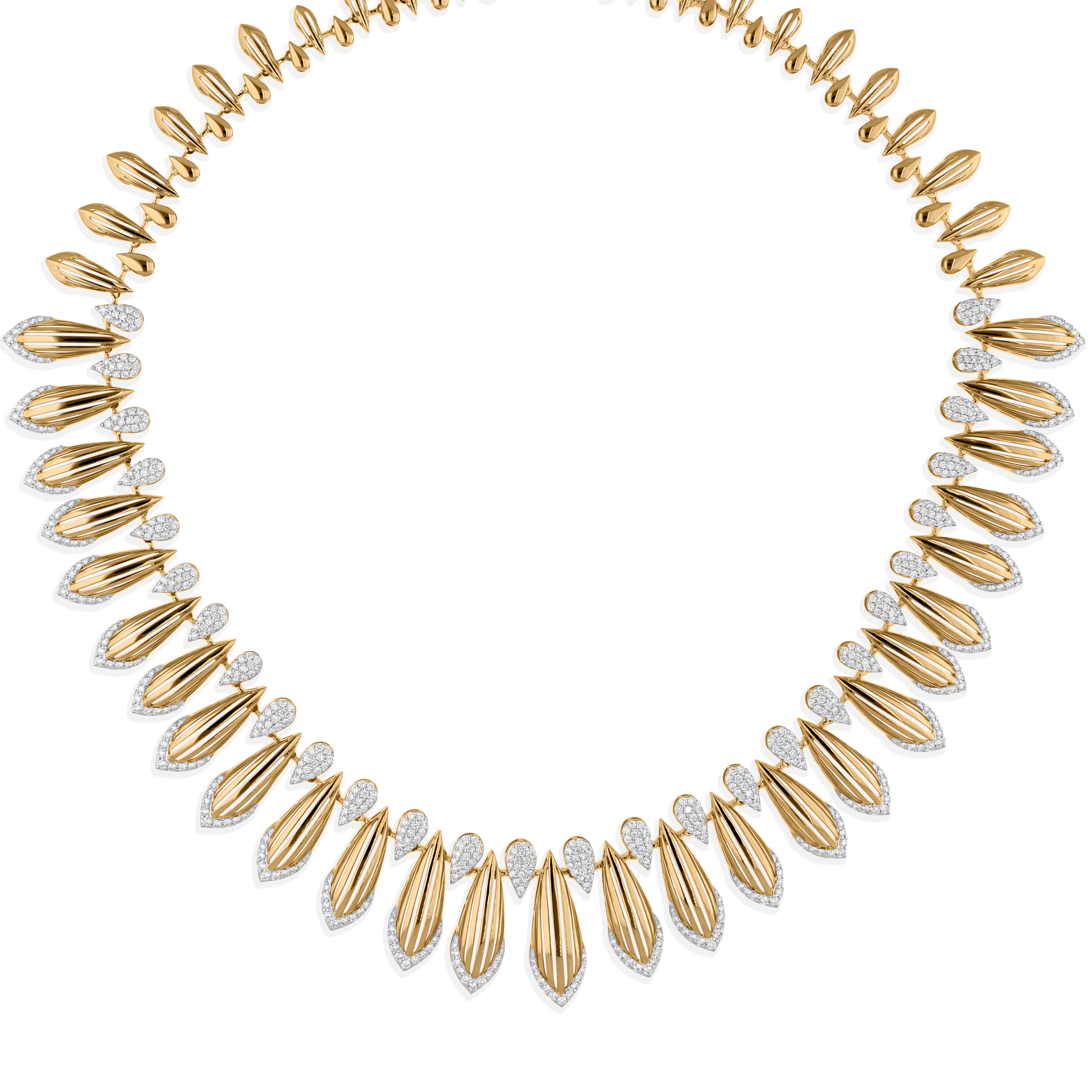 Moderno Collana di diamanti naturali da 4,99 carati SI Clarity HI Color Oro giallo 18 carati in vendita