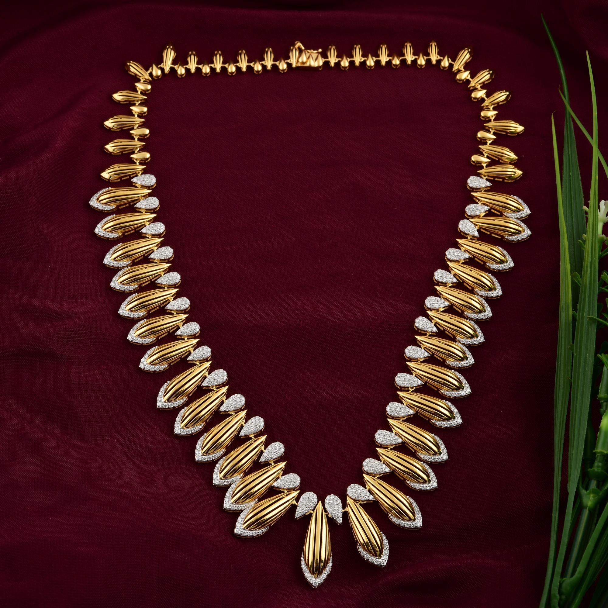 Taglio rotondo Collana di diamanti naturali da 4,99 carati SI Clarity HI Color Oro giallo 18 carati in vendita