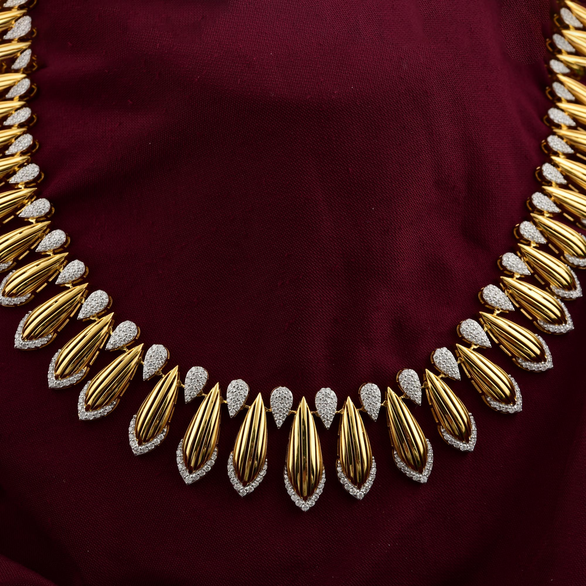 Donna Collana di diamanti naturali da 4,99 carati SI Clarity HI Color Oro giallo 18 carati in vendita