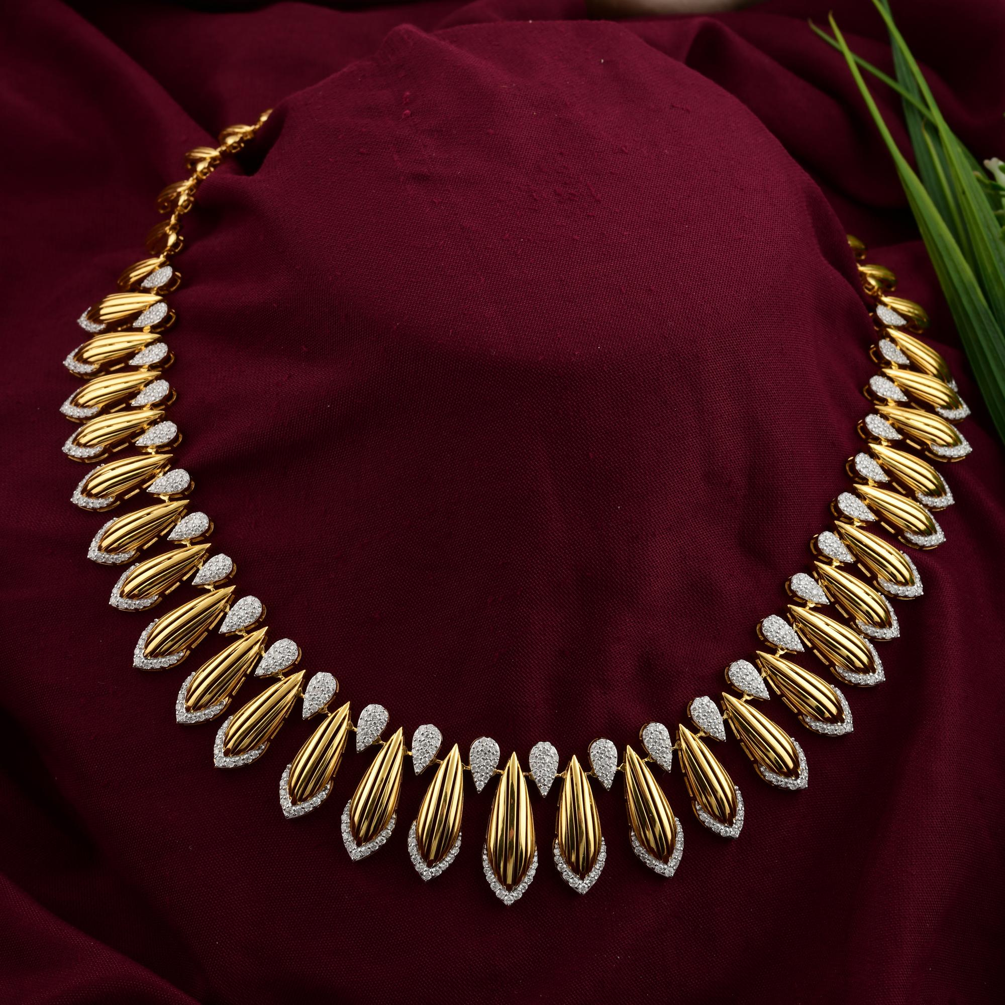 Collana di diamanti naturali da 4,99 carati SI Clarity HI Color Oro giallo 18 carati in vendita 2