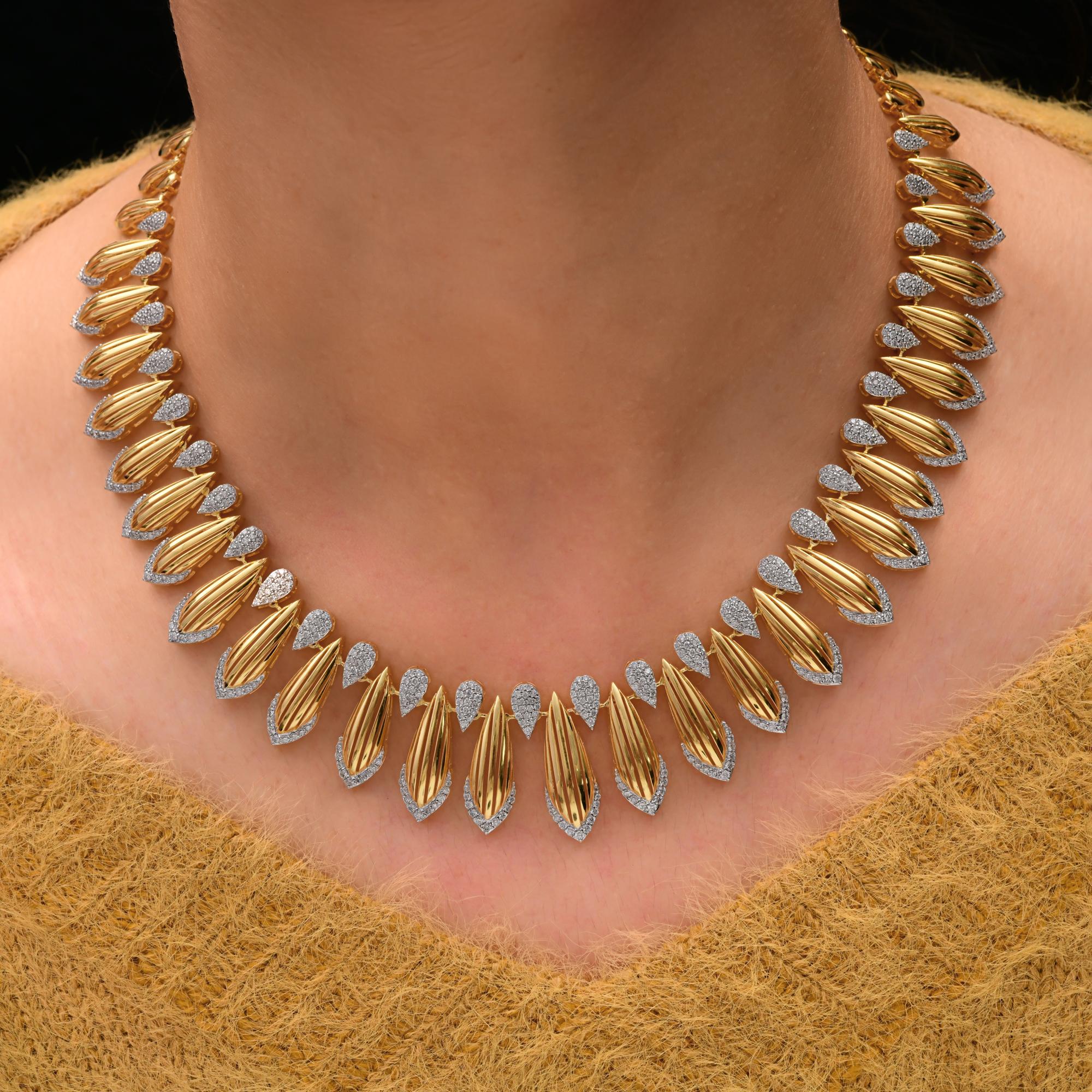 Collana di diamanti naturali da 4,99 carati SI Clarity HI Color Oro giallo 18 carati in vendita 3