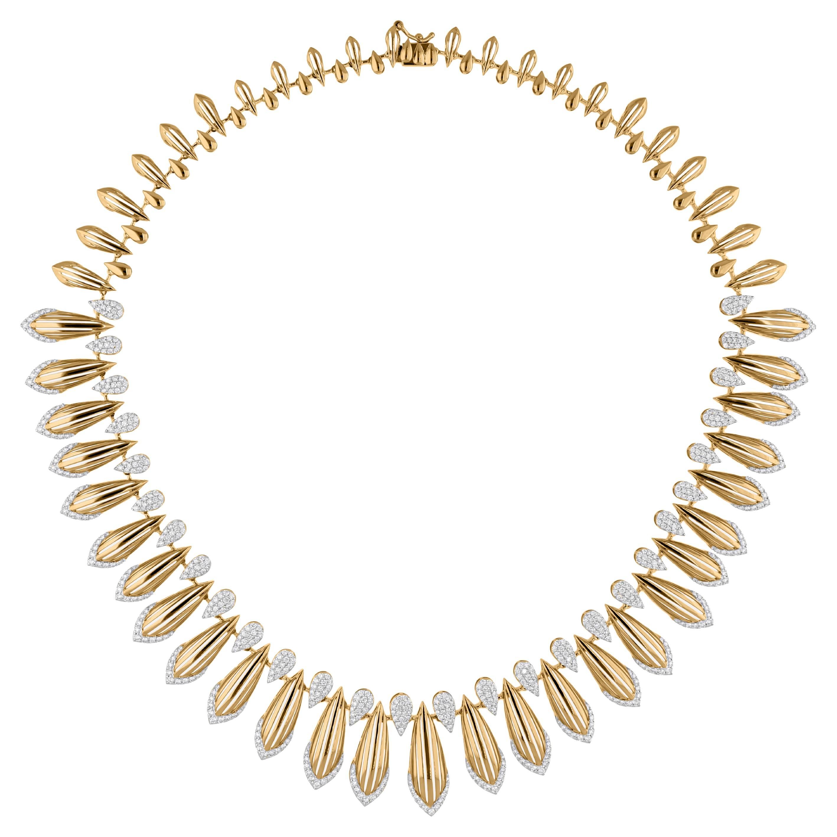 Collana di diamanti naturali da 4,99 carati SI Clarity HI Color Oro giallo 18 carati