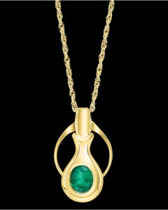Collana con smeraldo colombiano naturale da 4 carati in oro giallo 18k