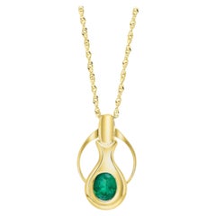 Collana con smeraldo colombiano naturale da 4 carati in oro giallo 18k