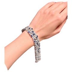 Bracelet en or blanc 18 carats, saphir bleu naturel 5 carats et diamant 18 carats