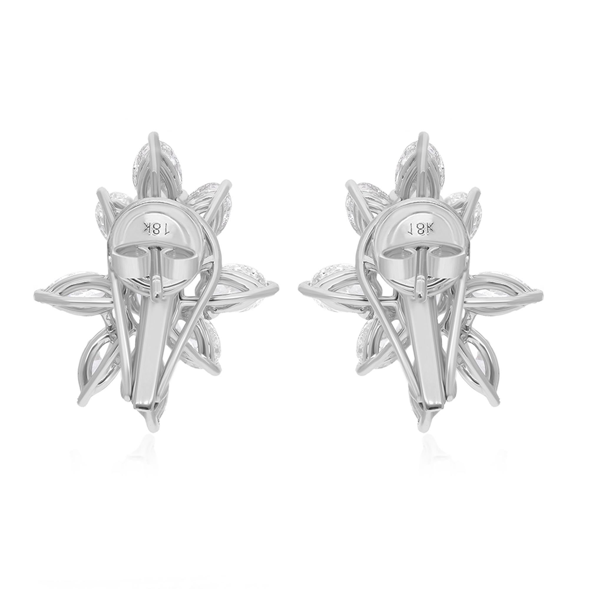 Pendientes de racimo de diamantes ovalados marquesa SI/H de 5 quilates Joyas de oro blanco de 18 quilates en Nuevo estado para la venta en Diera, Dubai