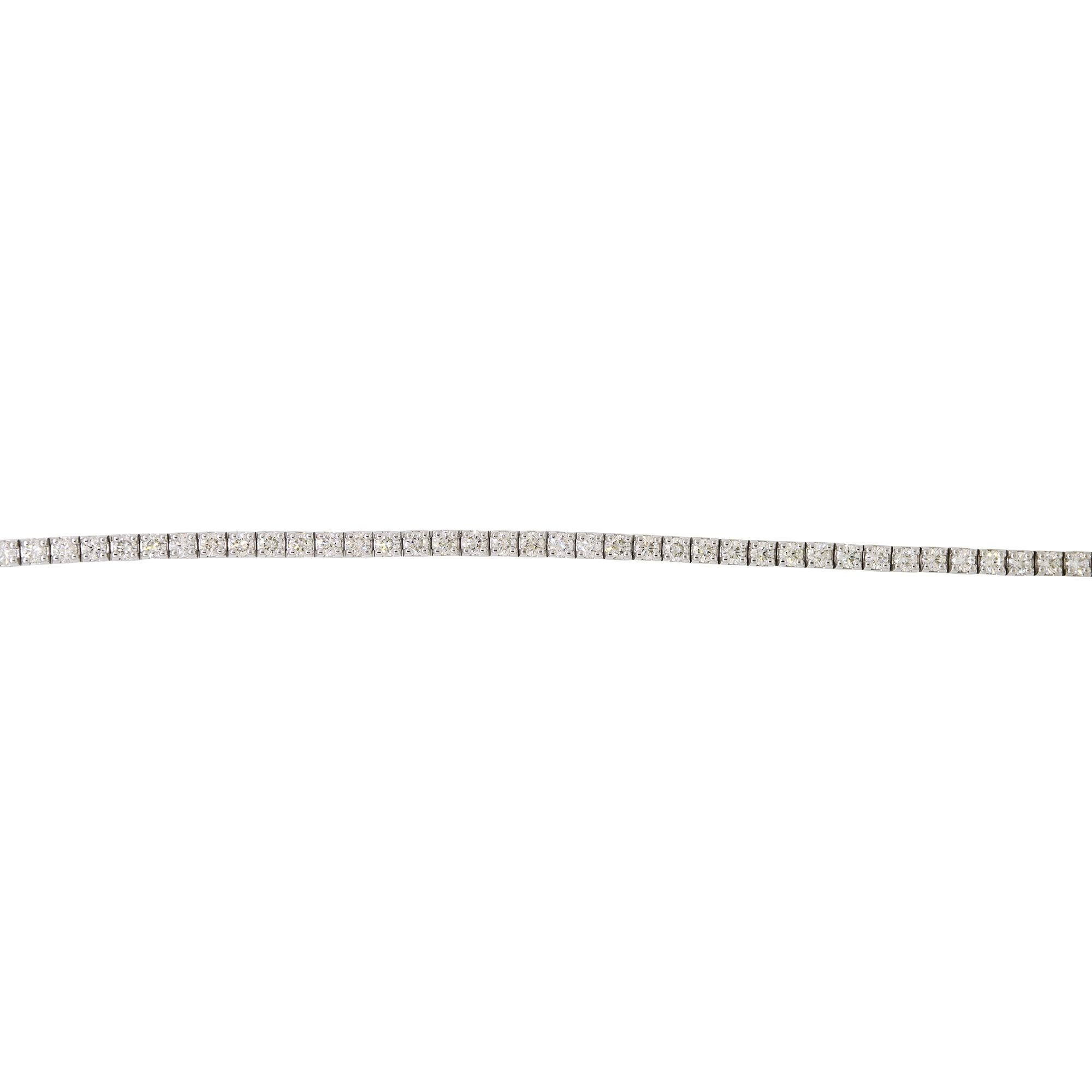 Nature 5 Carat Round Brilliant Cut Diamond 14-Karat Tennis Bracelet En Stock Excellent état - En vente à Boca Raton, FL