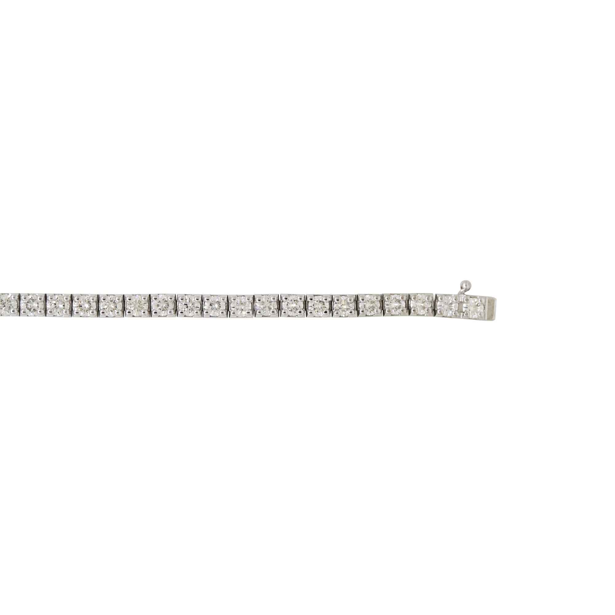 Nature 5 Carat Round Brilliant Cut Diamond 14-Karat Tennis Bracelet En Stock Pour femmes en vente