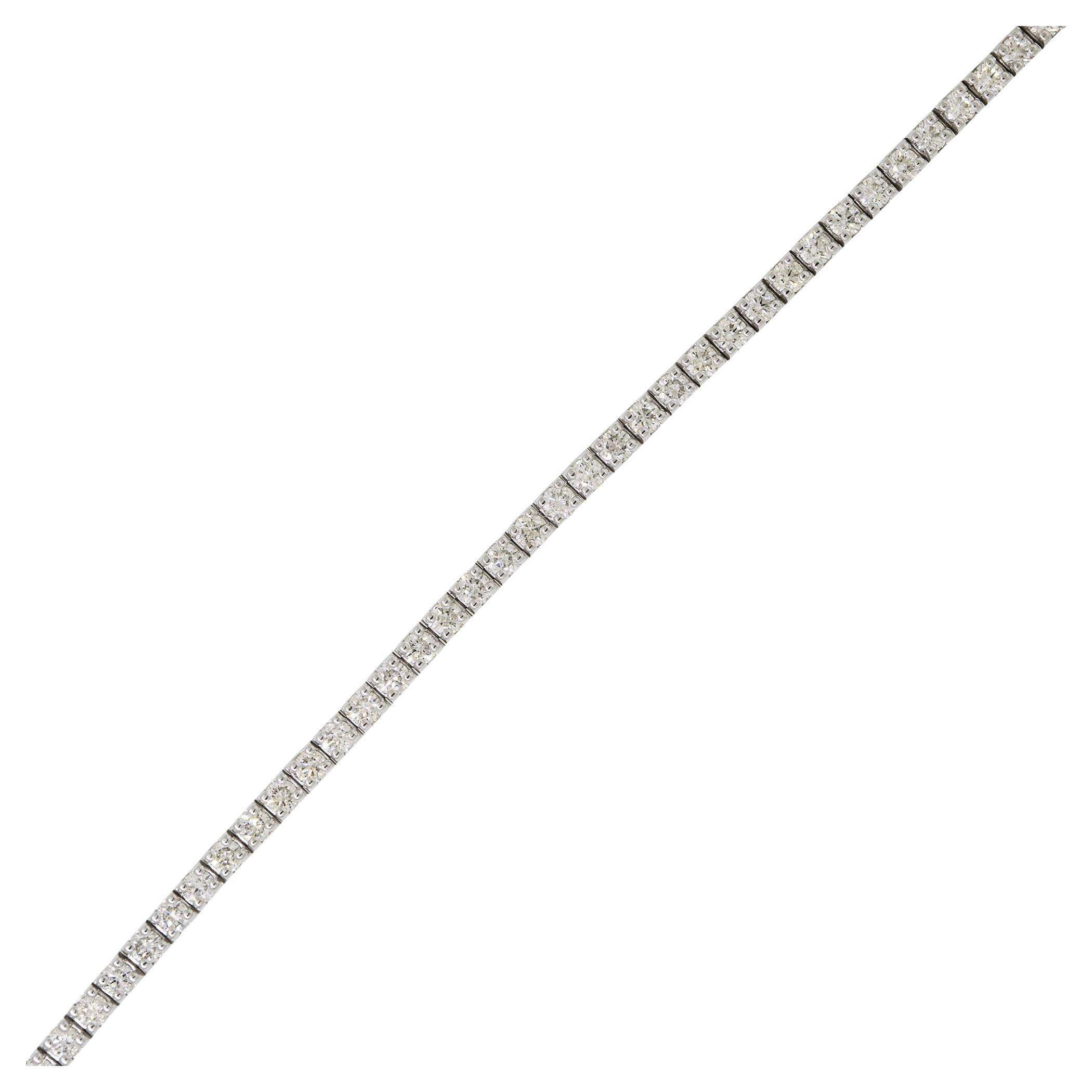 Nature 5 Carat Round Brilliant Cut Diamond 14-Karat Tennis Bracelet En Stock