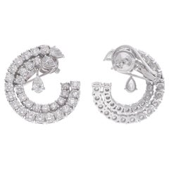 Orecchini di diamanti tondi a pera in oro bianco 18k con 5 carati naturali SI Clarity HI Color