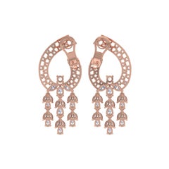 Natural 5 Carat SI/H Marquise Round Diamond Chandelier Earrings 14k Rose Gold