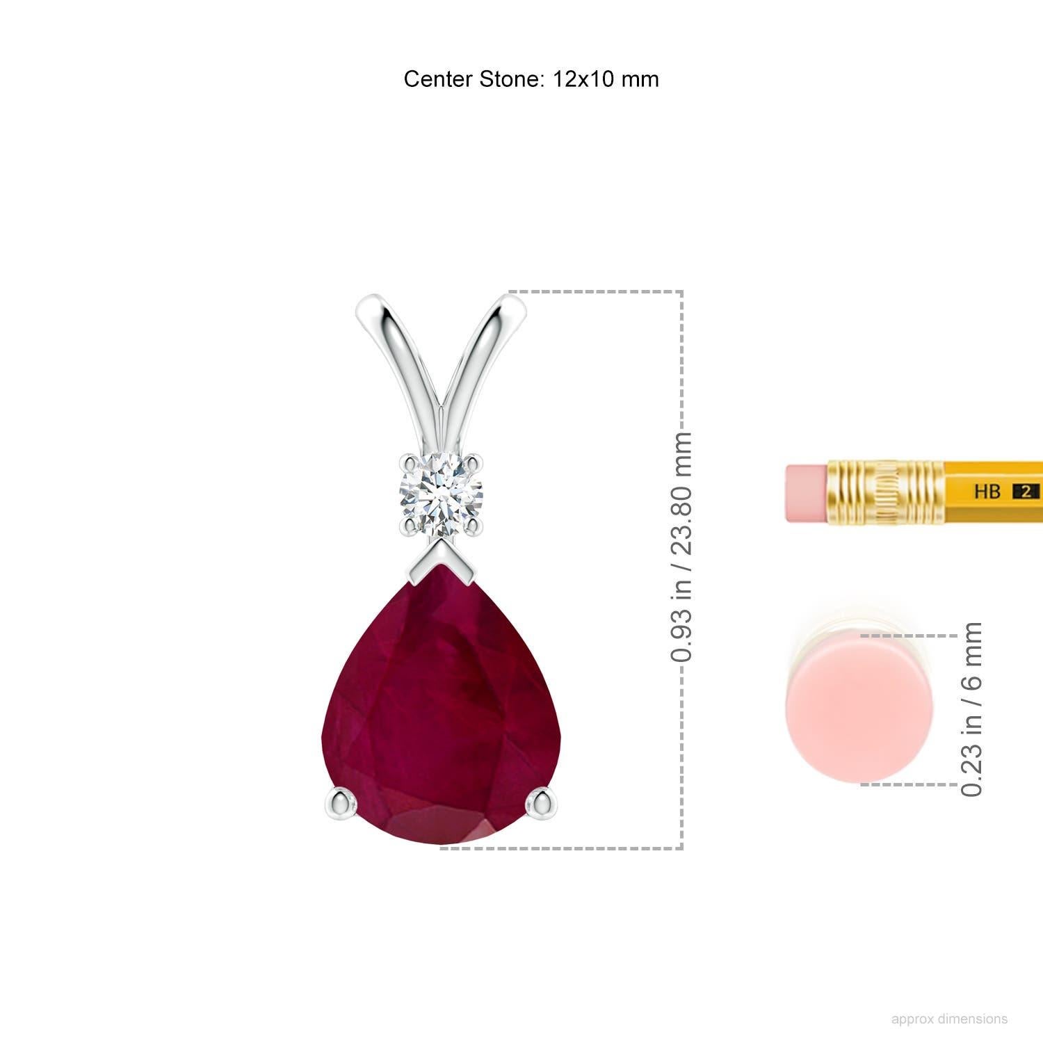 Colgante lágrima de rubí natural de 5 ct con diamante en oro blanco de 14 quilates Corte pera en venta
