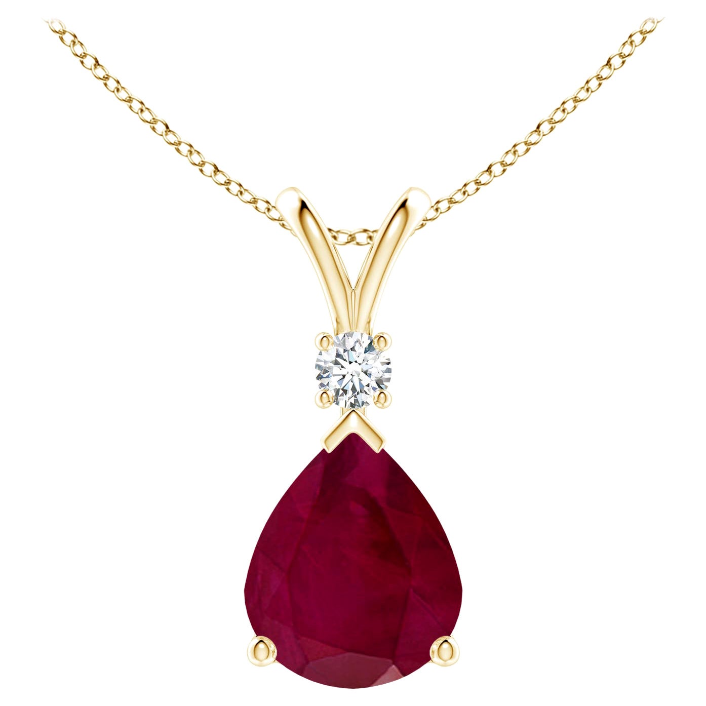 Natürlicher 5 Karat Rubin-Tropfen-Anhänger mit Diamant in 18 Karat Gelbgold