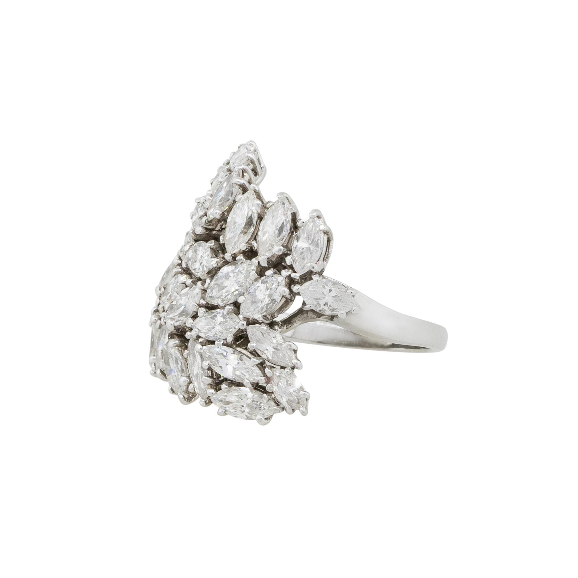 Marquise Cut Natural 5.0 Carat Marquise Diamond Cluster Wide Platinum Ring In Stock For Sale