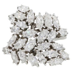 Natürlicher 5,0 Karat Marquise Diamant-Cluster-Ring aus Platin mit breitem Platinring, auf Lager
