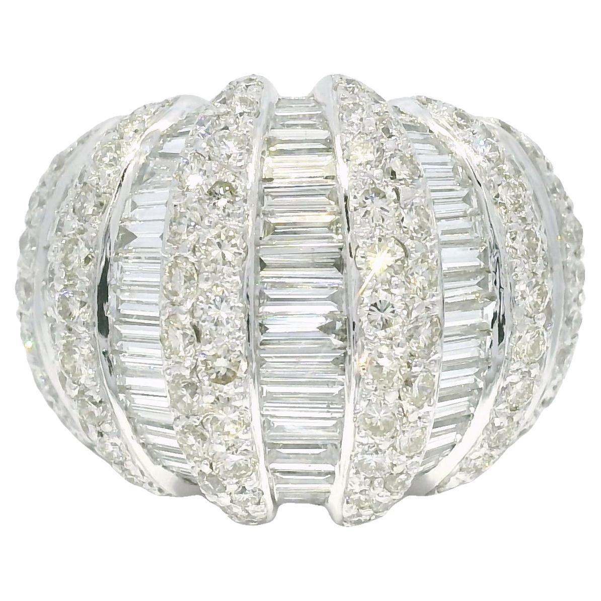Natural 5.0 Carat Round Brilliant & Baguette Cut Diamond Platinum Ring In Stock