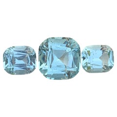 Natural 5.00 Carat Faceted Aquamarine Set Cushion Shape Gem From Pakistan Mine
