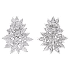 Natural 5.01 Carat Round Marquise Pear Diamond Fine Earrings 14 Karat White Gold