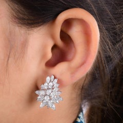 Natural 5.01 Carat Round Marquise Pear Diamond Fine Earrings 18 Karat White Gold