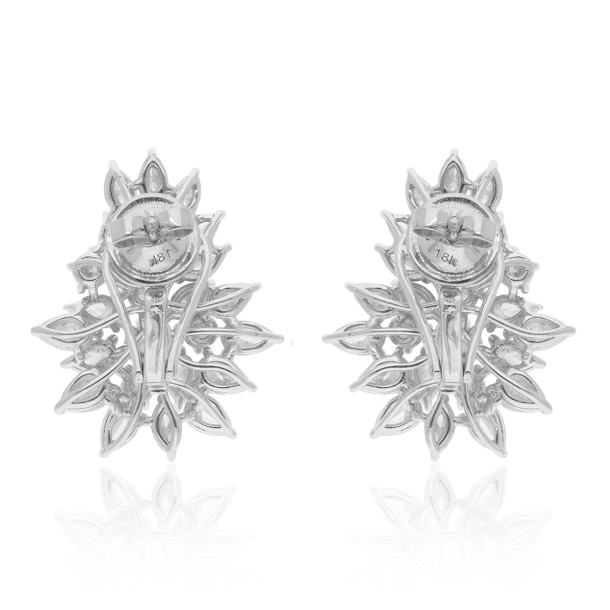 Natural 5.01 Carat Round Marquise Pear Diamond Fine Earrings 18 Karat White Gold In New Condition For Sale In Diera, Dubai