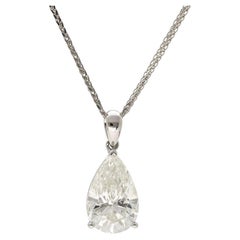 Natural 5.02 Carat Pear Cut Diamond G/SI2 Solitaire Pendant Necklace