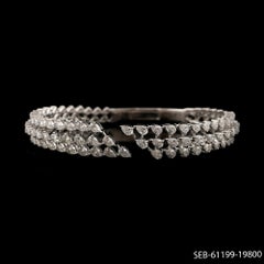 Natural 5.02 Carat SI/H Pear Diamond Cuff Bangle Bracelet 18 Karat White Gold