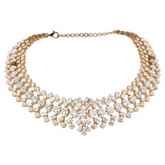 Collar de diamantes mixtos SI/H naturales de 50,22 quilates Joyas de oro amarillo de 18 quilates