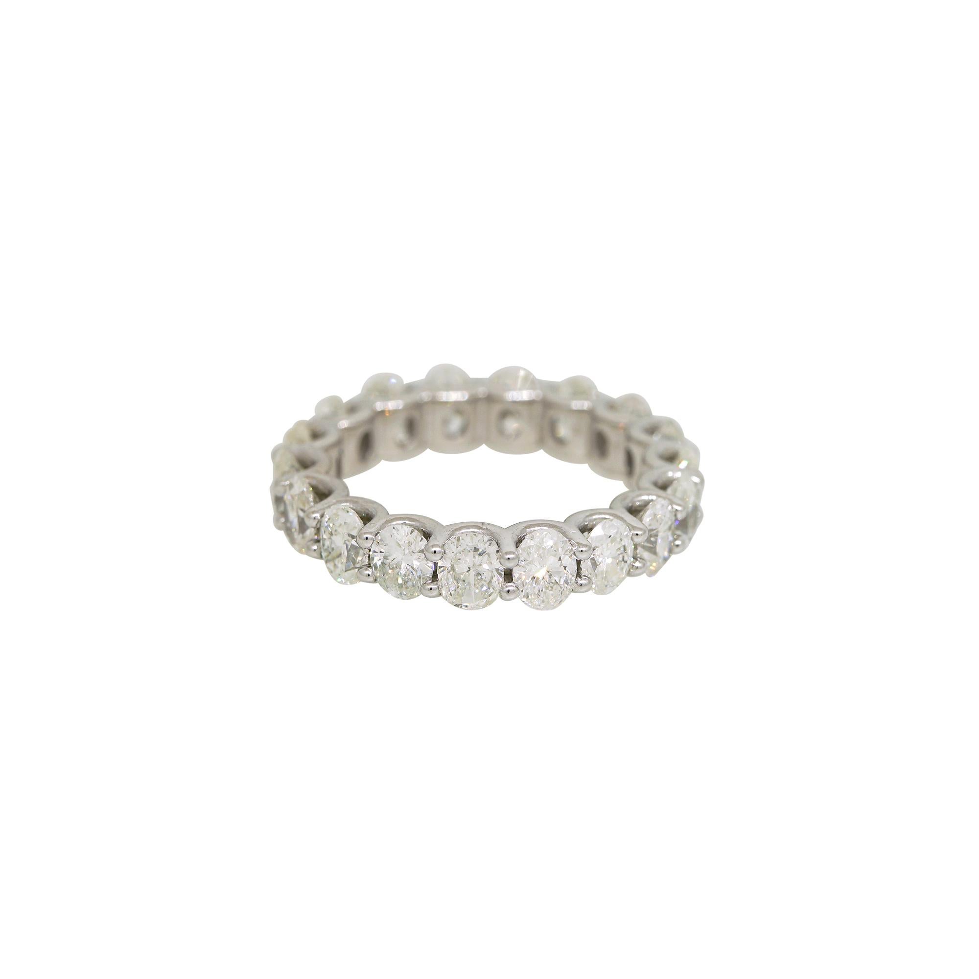 Modern Natural 5.04 Carat Oval Cut Diamond 14-Karat Eternity Band In Stock For Sale