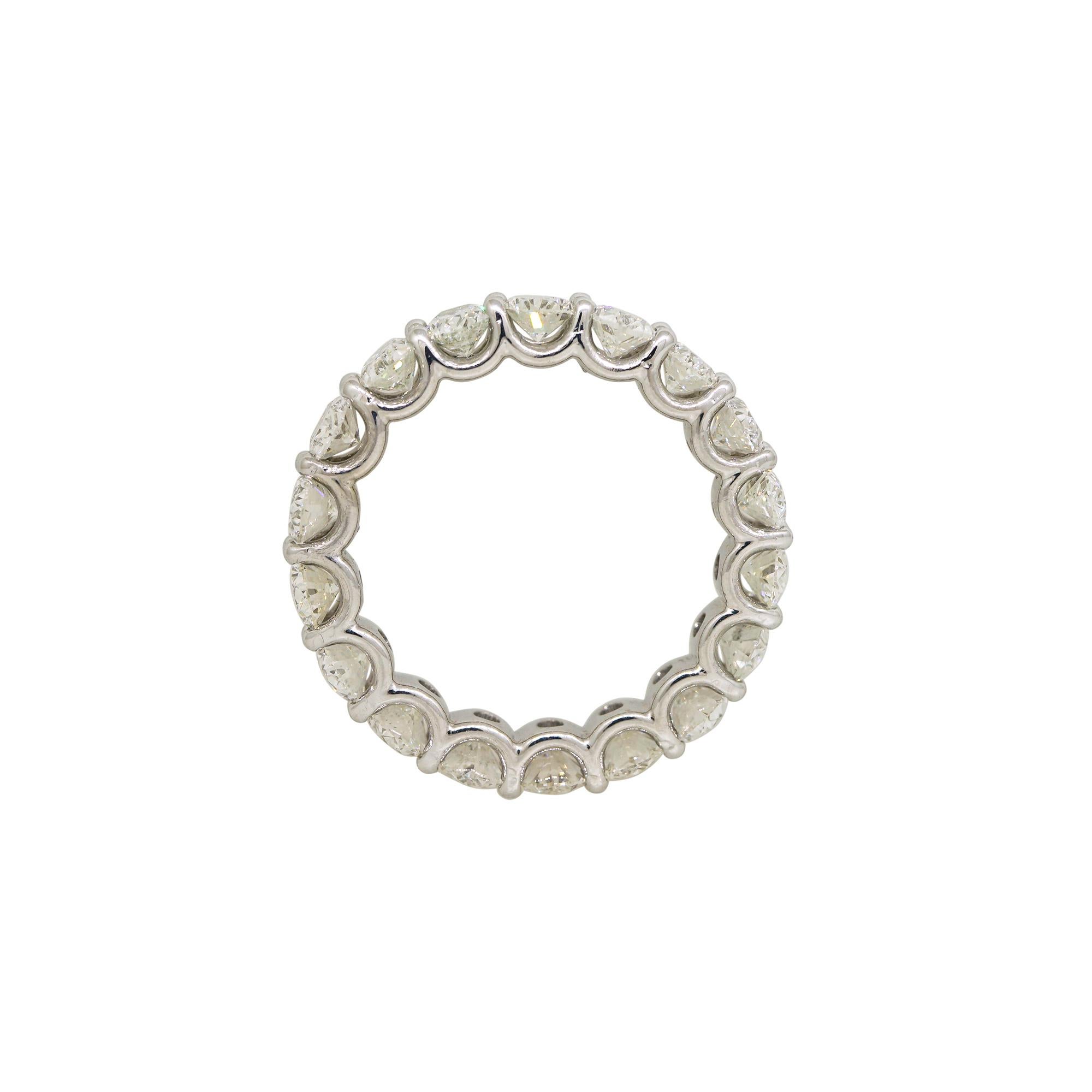 Natural 5.04 Carat Oval Cut Diamond 14-Karat Eternity Band In Stock In Excellent Condition For Sale In Boca Raton, FL