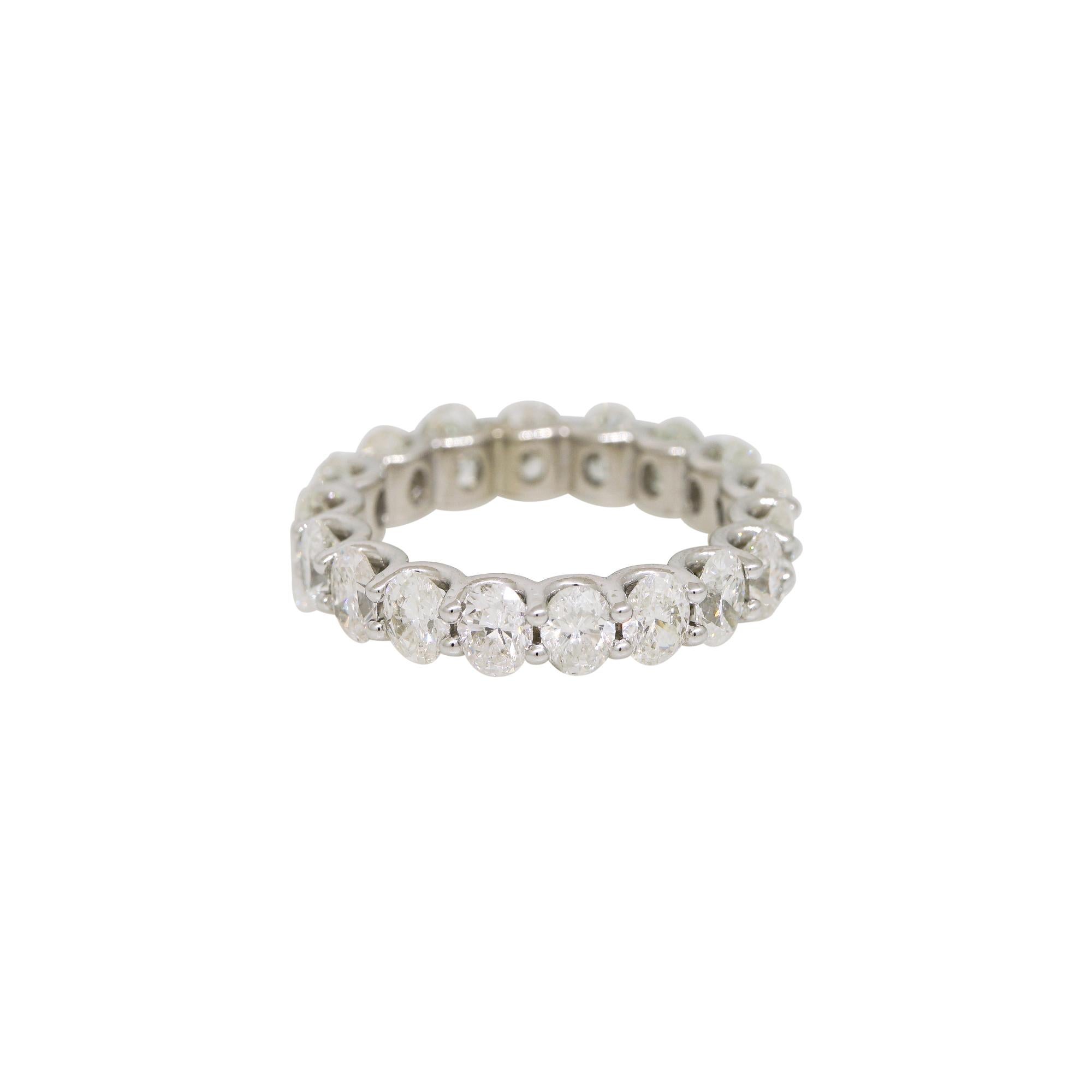 Women's Natural 5.04 Carat Oval Cut Diamond 14-Karat Eternity Band In Stock For Sale