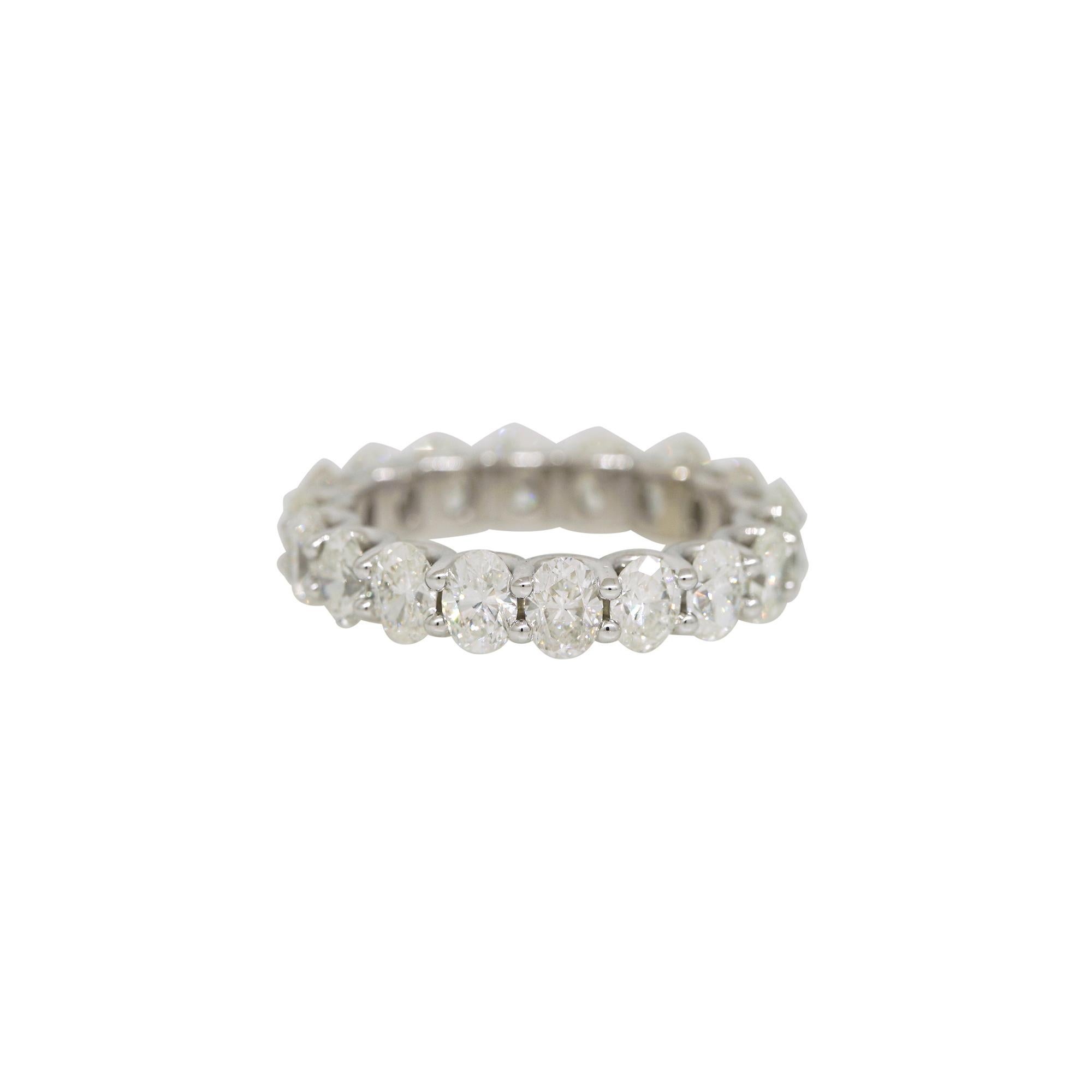 Natural 5.04 Carat Oval Cut Diamond 14-Karat Eternity Band In Stock For Sale 1