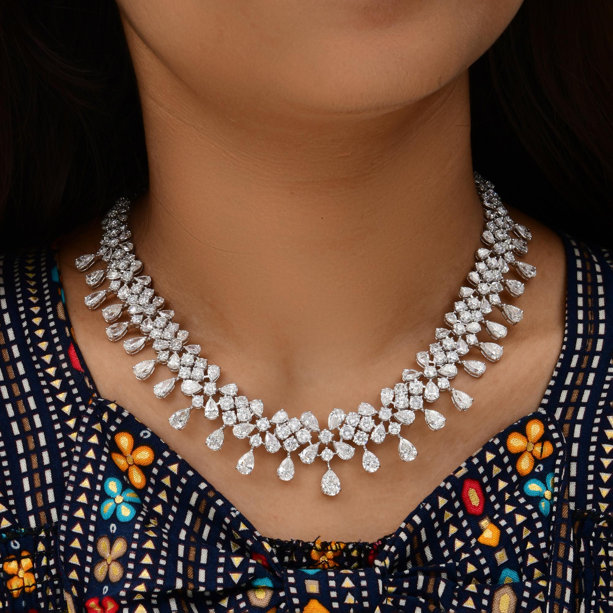 Natural 50.46 Carat SI Clarity HI Color Diamond Necklace 14 Karat White Gold In New Condition For Sale In Diera, Dubai