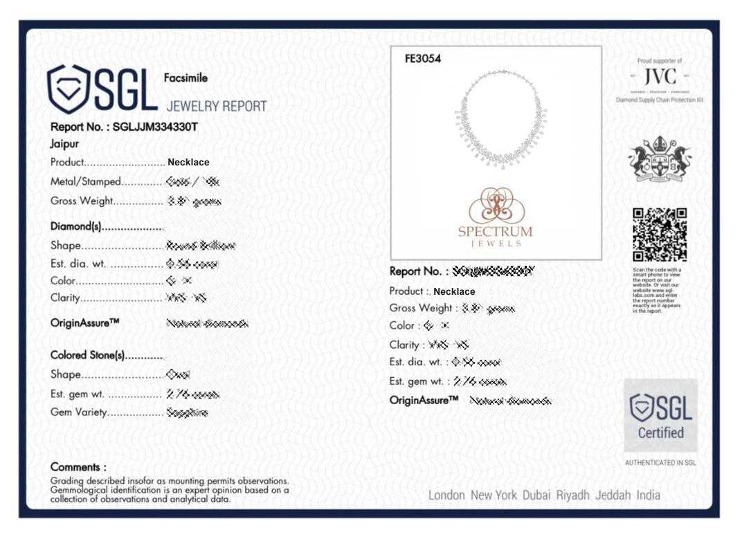 Natural 50.46 Carat SI Clarity HI Color Diamond Necklace 14 Karat White Gold For Sale 1