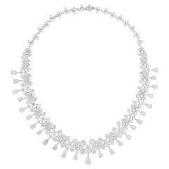 Collar de Diamantes Natural de 50,46 Quilates Claridad SI Color HI Oro Blanco 18 Kilates