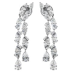 Natural 5.06 Carat SI Clarity HI Color Pear Diamond Earrings 18 Karat White Gold