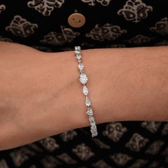 Natural 5.07 Carat SI/H Multi Shape Diamond Bracelet 18 Karat White Gold Jewelry
