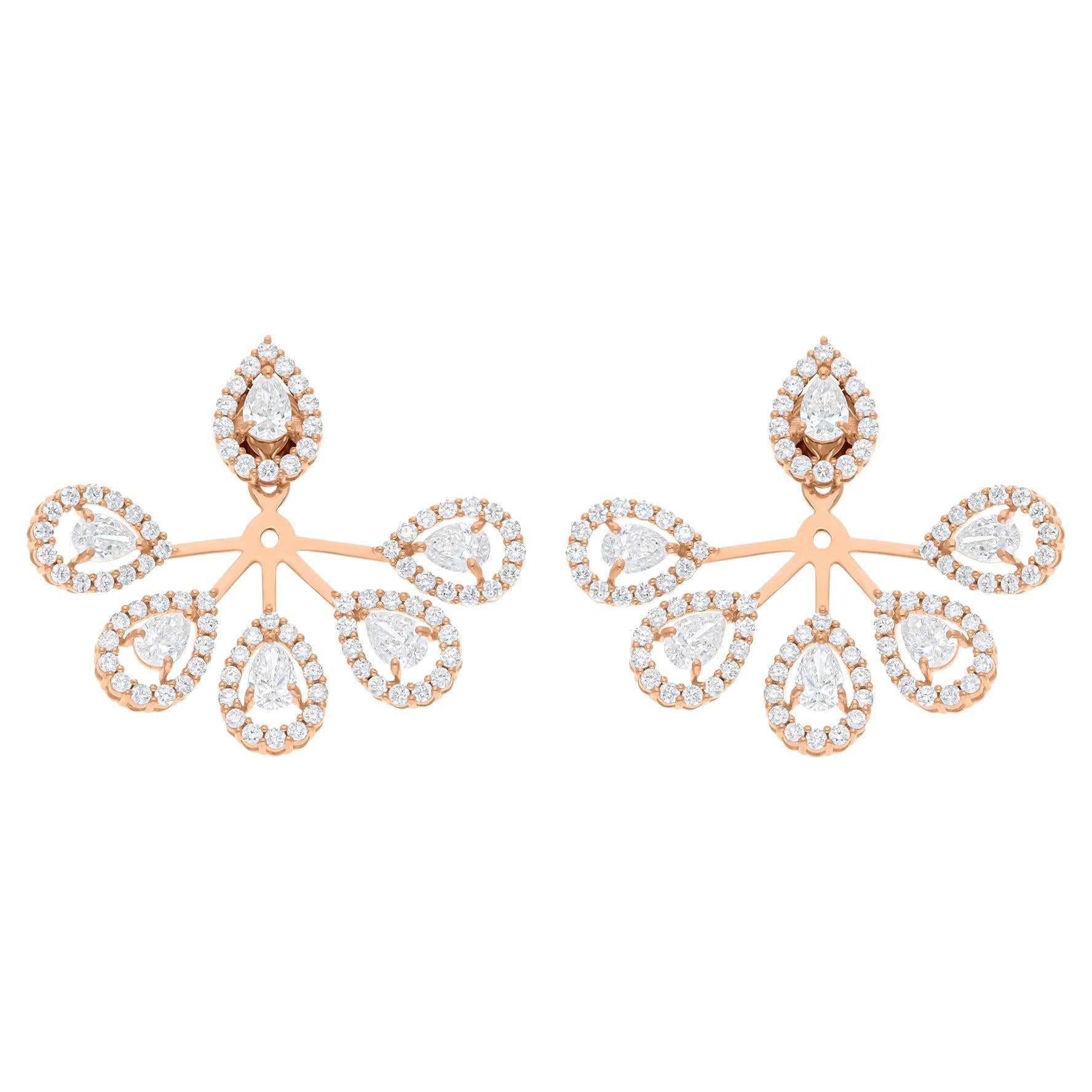 Pendientes de diamantes redondos pera SI/H naturales de 5,10 quilates Joyas de oro rosa de 18 quilates