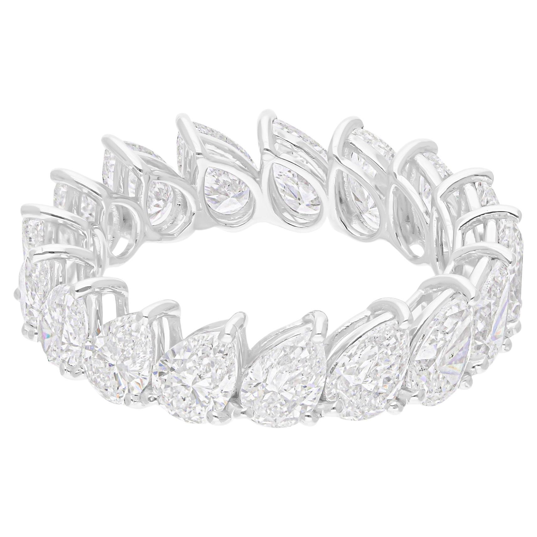 Anillo de diamantes en forma de pera de 5,10 quilates SI/H naturales Joyas de oro blanco de 14 quilates