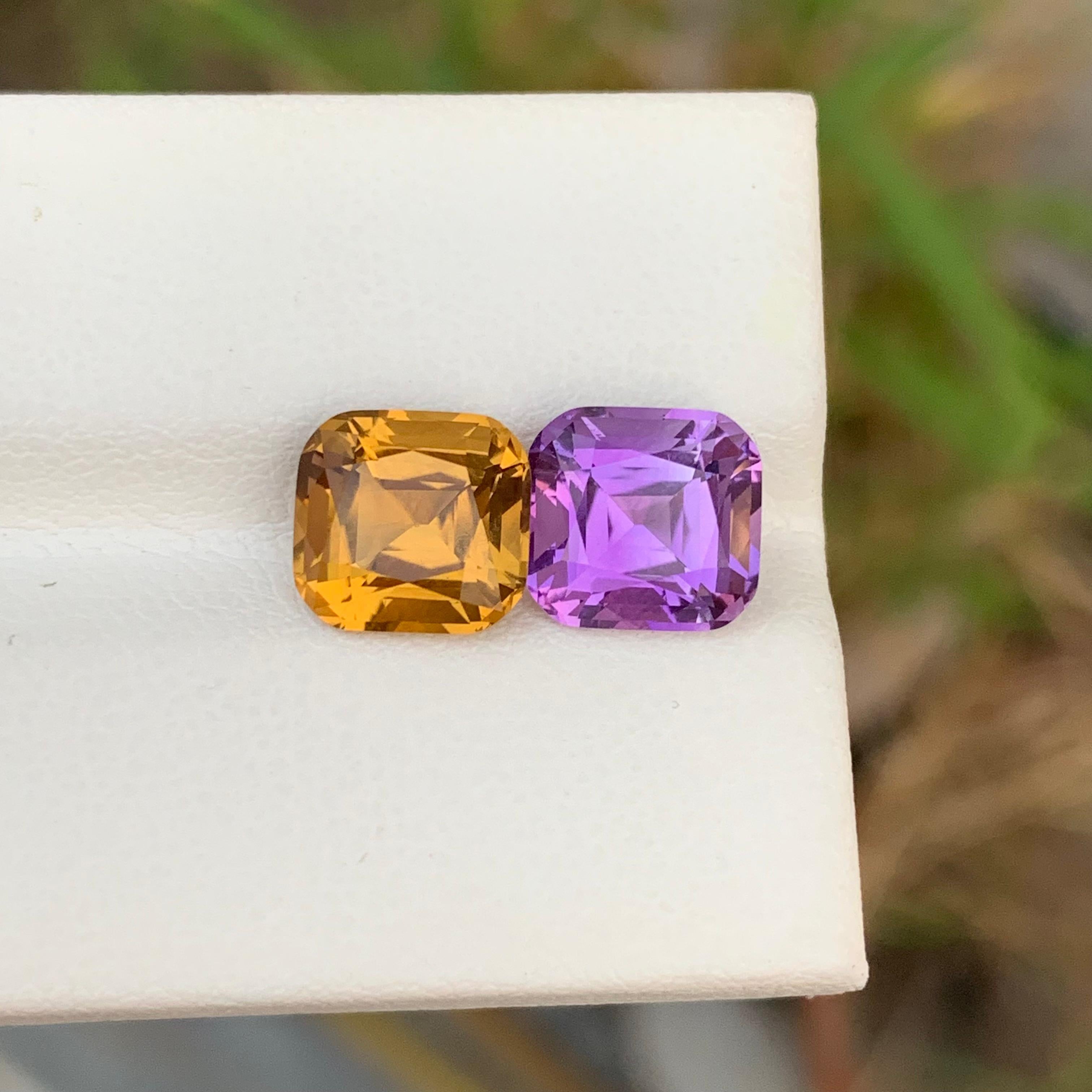 Natürliche 5,10 Karat umgekehrte Paare Loser Amethyst Citrin im Angebot 4