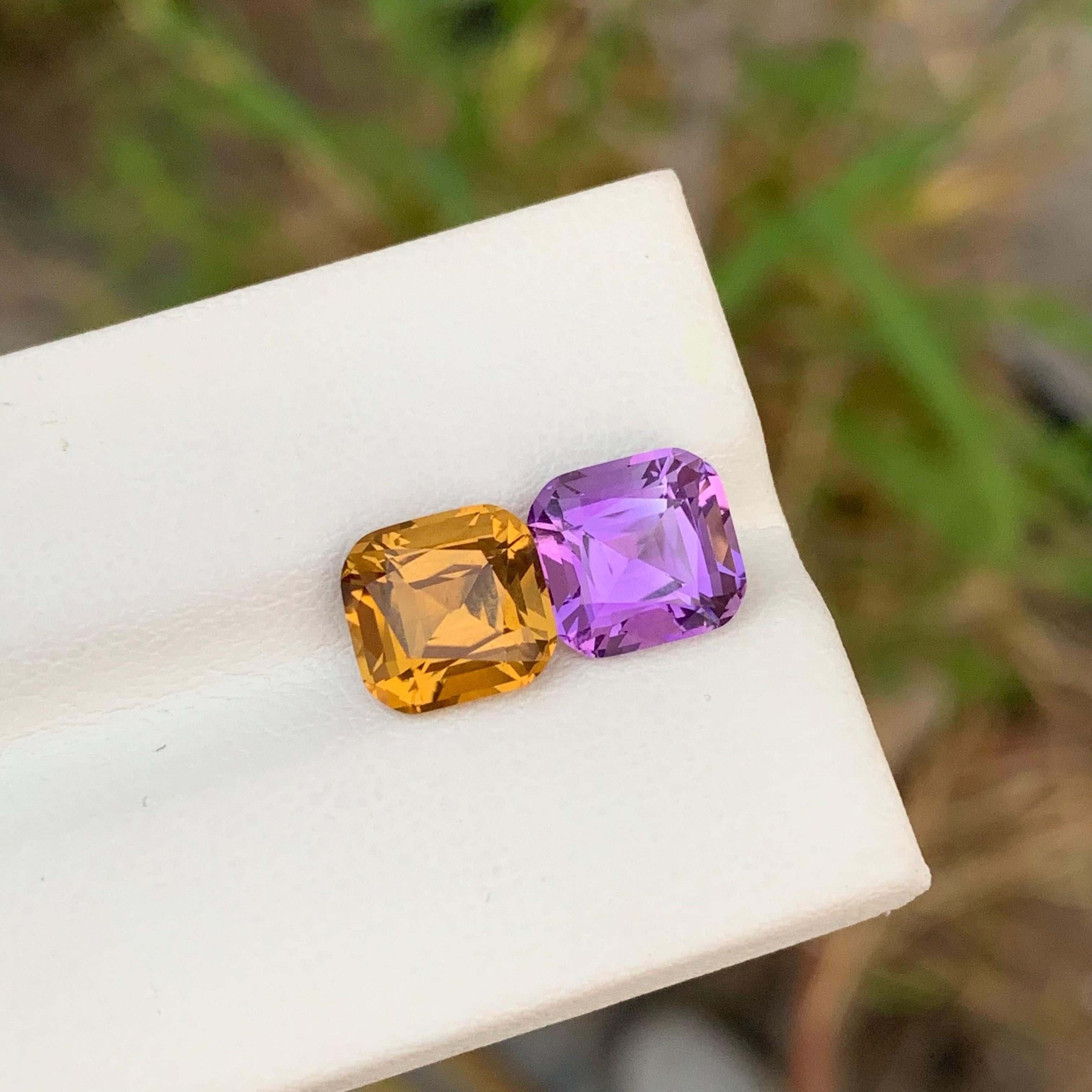 Natürliche 5,10 Karat umgekehrte Paare Loser Amethyst Citrin im Angebot 6