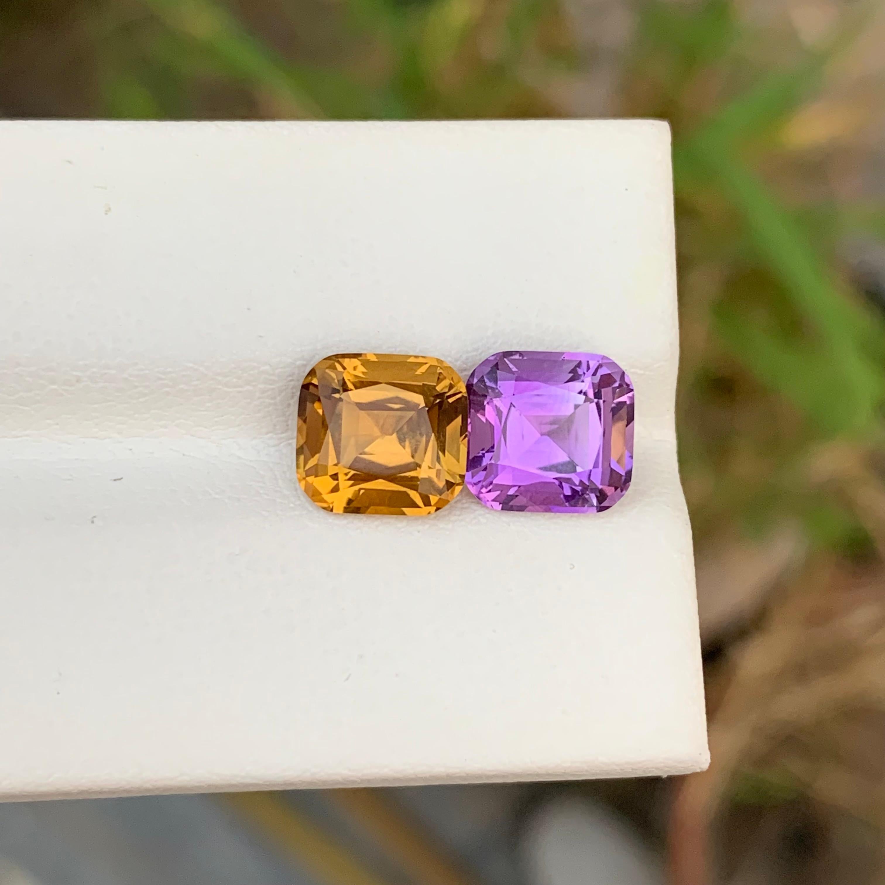 Natürliche 5,10 Karat umgekehrte Paare Loser Amethyst Citrin im Angebot 7