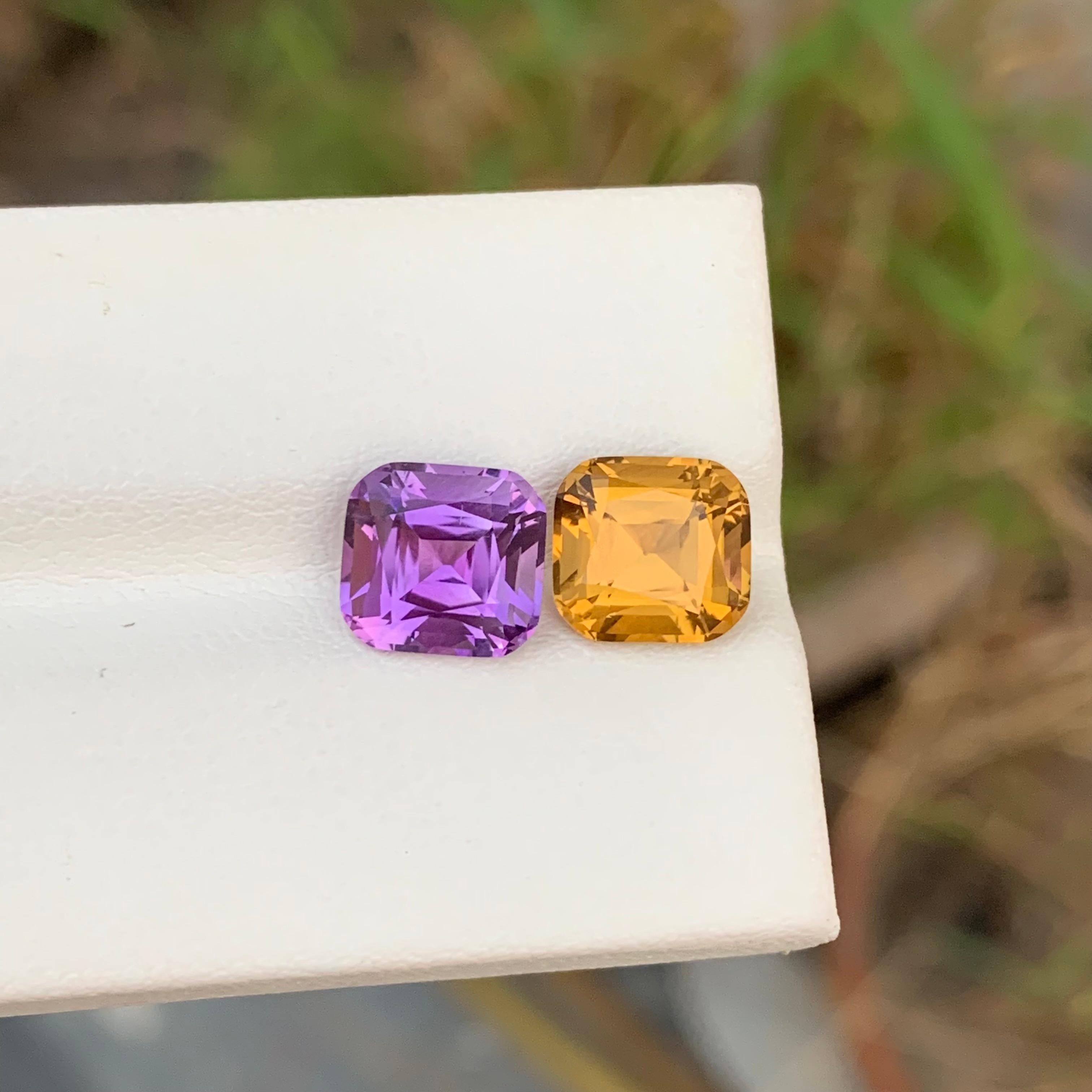 Natürliche 5,10 Karat umgekehrte Paare Loser Amethyst Citrin (Arts and Crafts) im Angebot