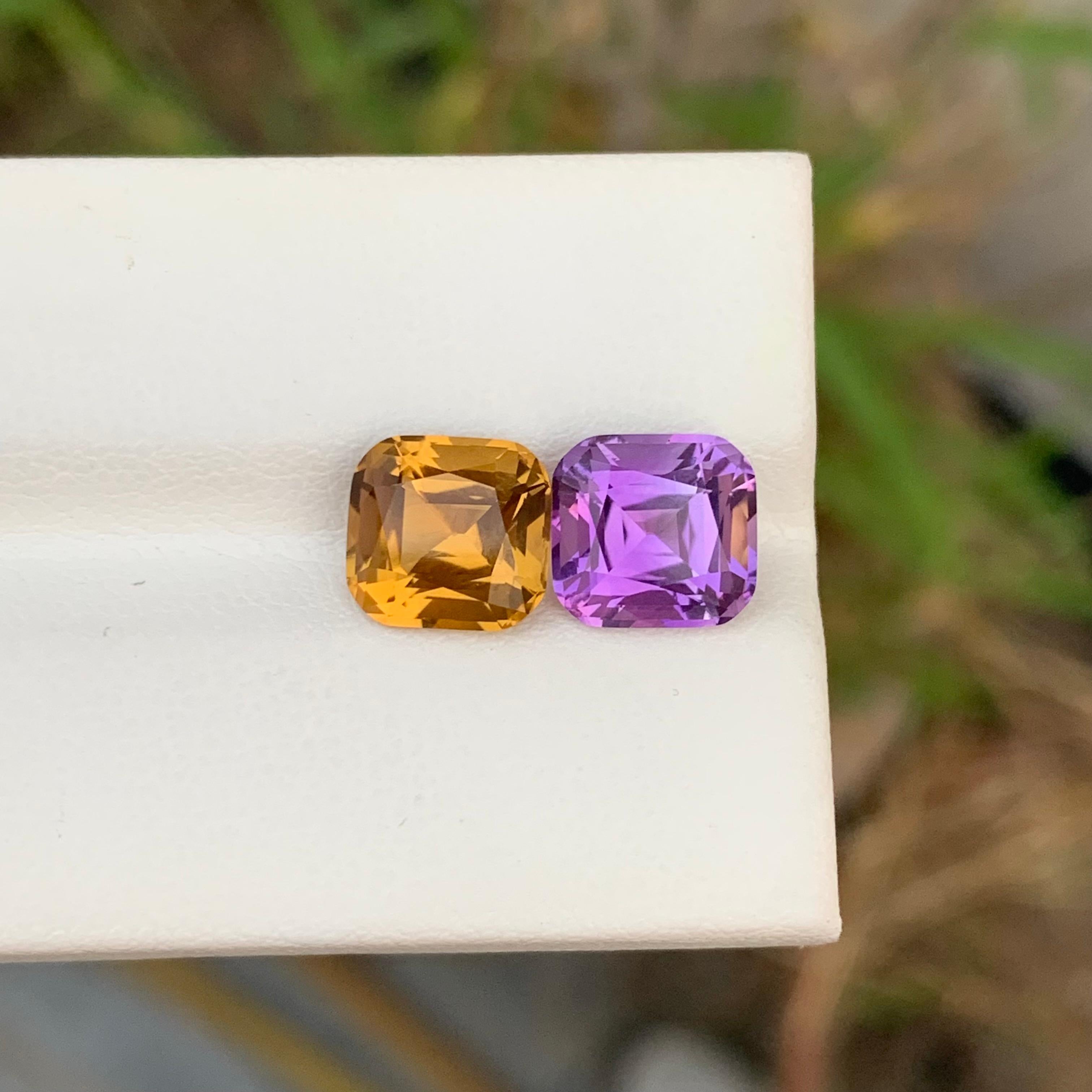 Natürliche 5,10 Karat umgekehrte Paare Loser Amethyst Citrin im Angebot 2